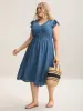 Lace Textured Spliced Pockets Midi Dress sold by Bloomchic