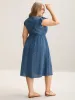 Lace Textured Spliced Pockets Midi Dress sold by Bloomchic