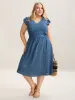 Lace Textured Spliced Pockets Midi Dress sold by Bloomchic