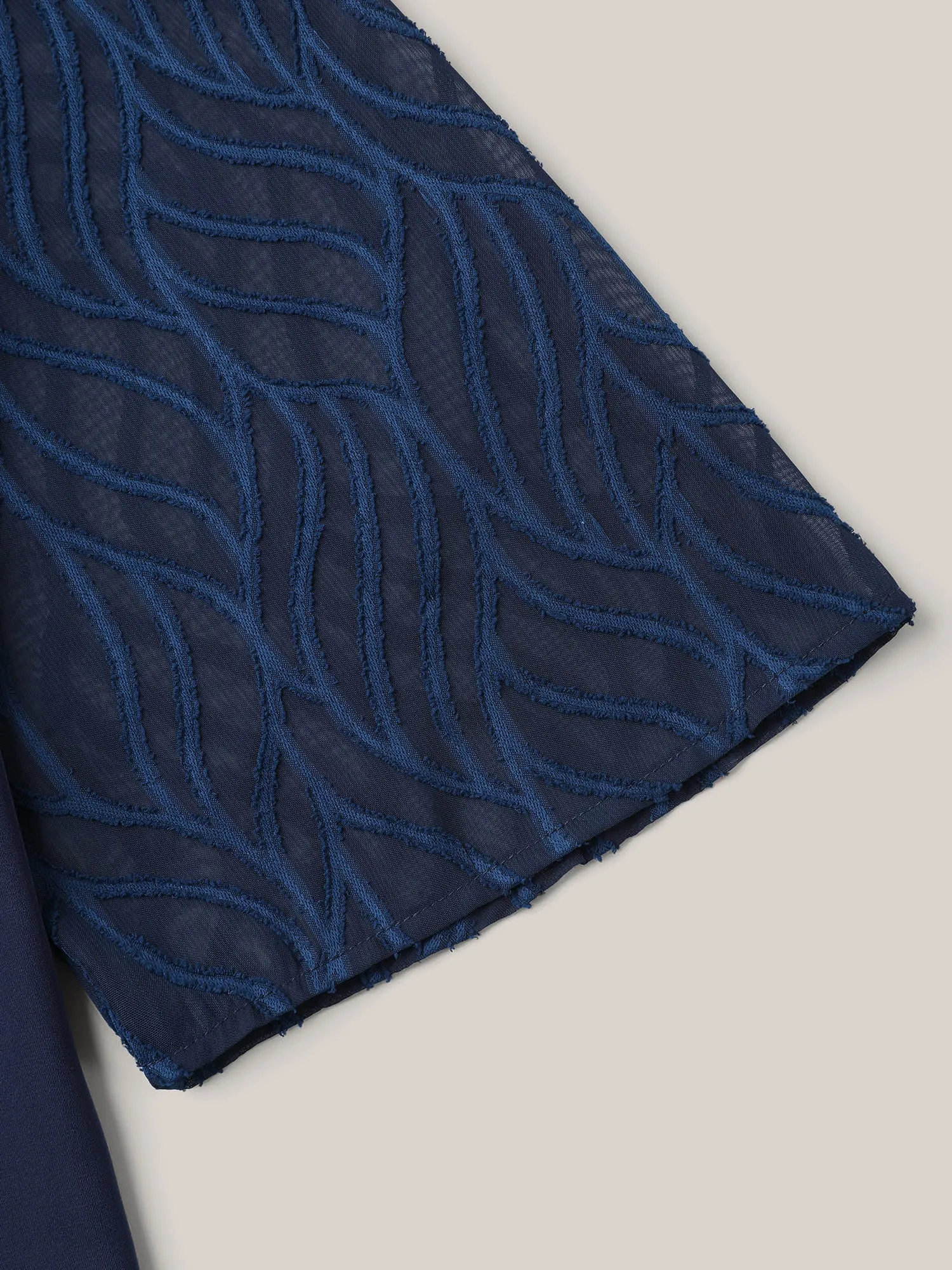 Sheer Mesh Sleeve Spliced V-Neck Blouse sold by Bloomchic product image thumbnail 4