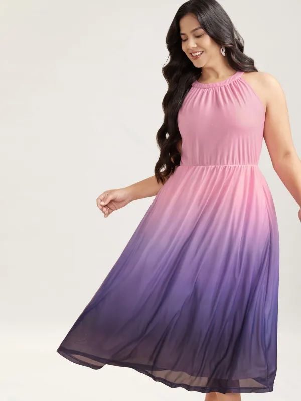 Chiffon Ombre Gradient Halter Neck Dress sold by Bloomchic