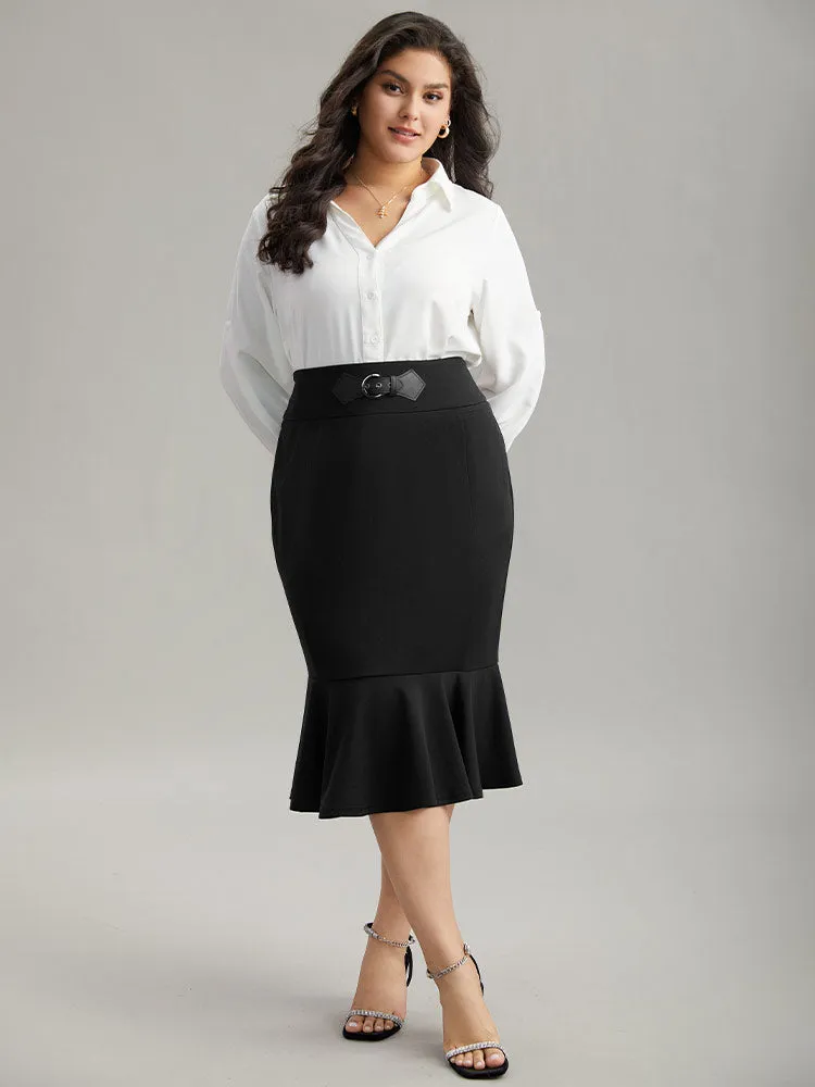 Plain Ruffles Buckle Detail Mermaid Hem Skirt sold by Bloomchic product image thumbnail 4