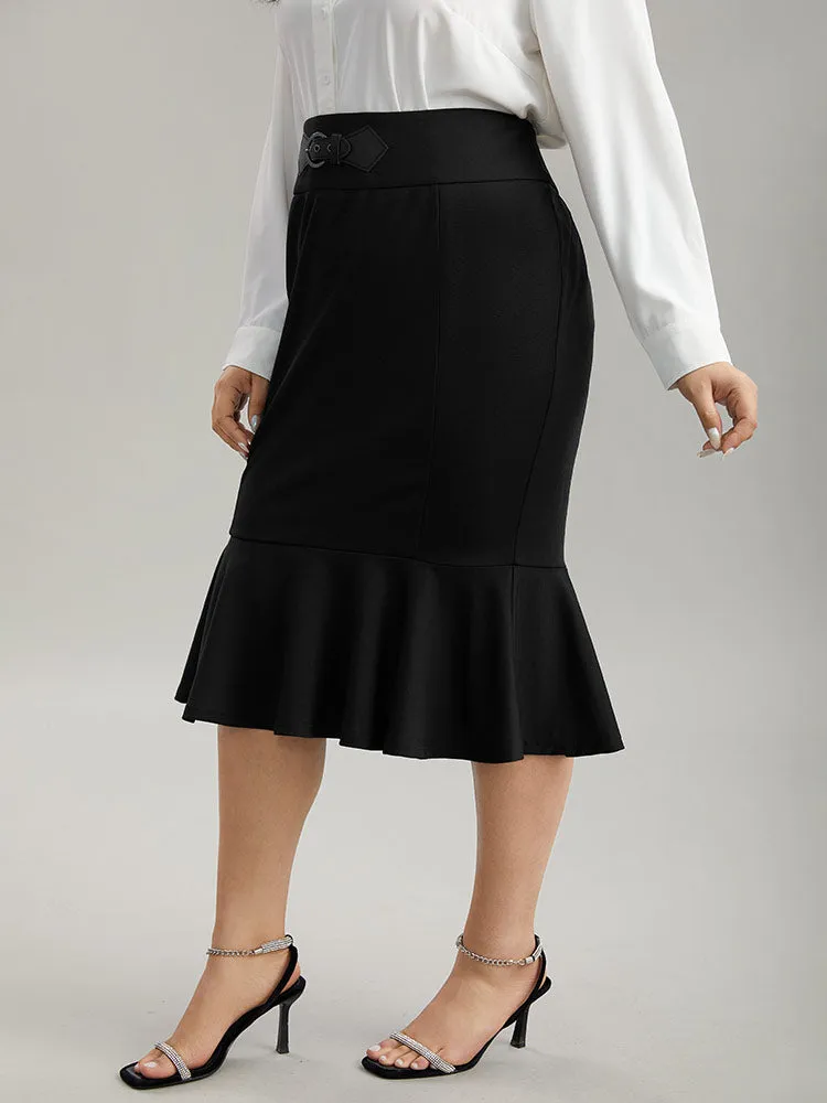 Plain Ruffles Buckle Detail Mermaid Hem Skirt sold by Bloomchic product image thumbnail 3