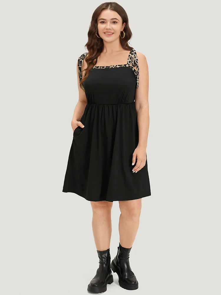 Supersoft Essentials Leopard Patchwork Elastic Waist Pocket Cami Dress sold by Bloomchic product image thumbnail 4