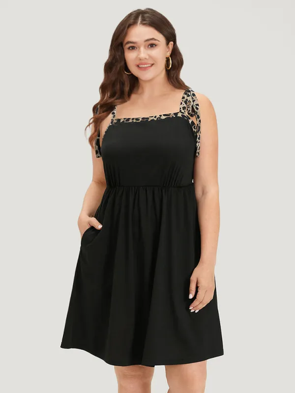 Supersoft Essentials Leopard Patchwork Elastic Waist Pocket Cami Dress sold by Bloomchic