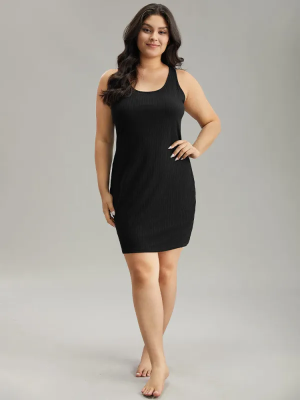Solid Rib Knit Tank Sleep Dress sold by Bloomchic
