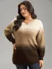 Ombre Colorblock Loose Crew Neck Pullover sold by Bloomchic
