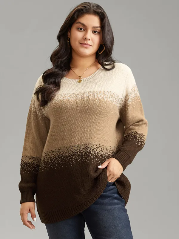 Ombre Colorblock Loose Crew Neck Pullover sold by Bloomchic