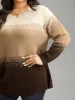 Ombre Colorblock Loose Crew Neck Pullover sold by Bloomchic