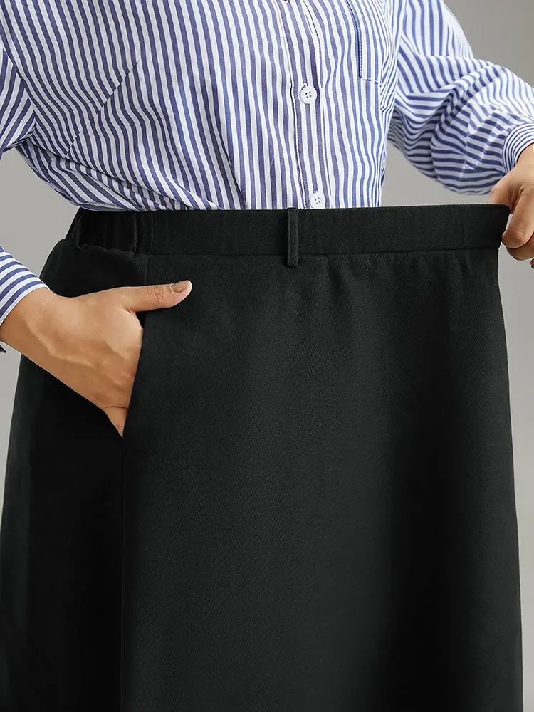 Plain Pocket Elastic Waist A-line Skirt sold by Bloomchic product image thumbnail 4