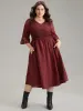 Geometric Shirred Lace Patchwork Bell Sleeve Dress sold by Bloomchic