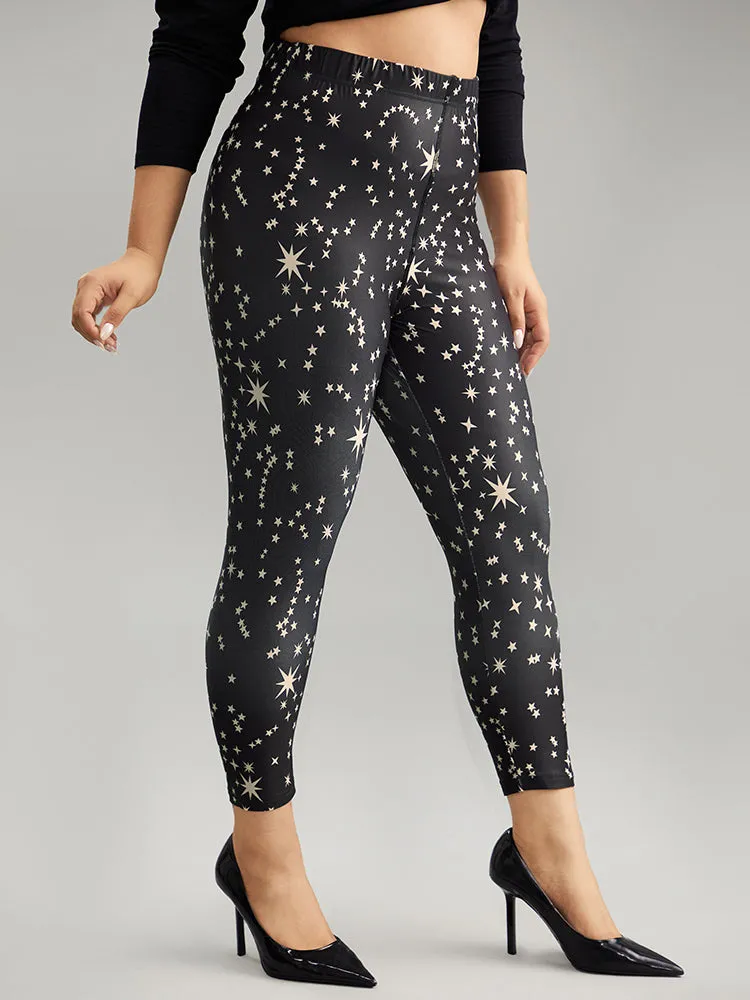 Star Print High Rise Skinny Leggings sold by Bloomchic product image thumbnail 4