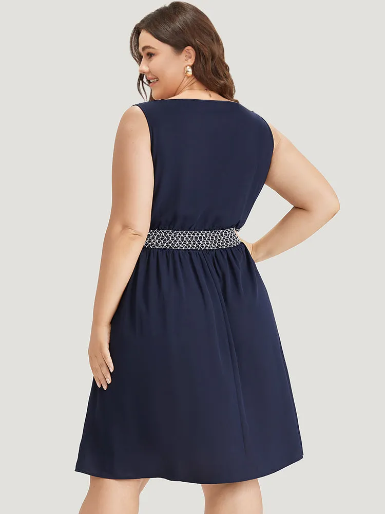 Floral Embroidered Pocket Ruffle Contrast Shirred Tank Dress sold by Bloomchic product image thumbnail 3