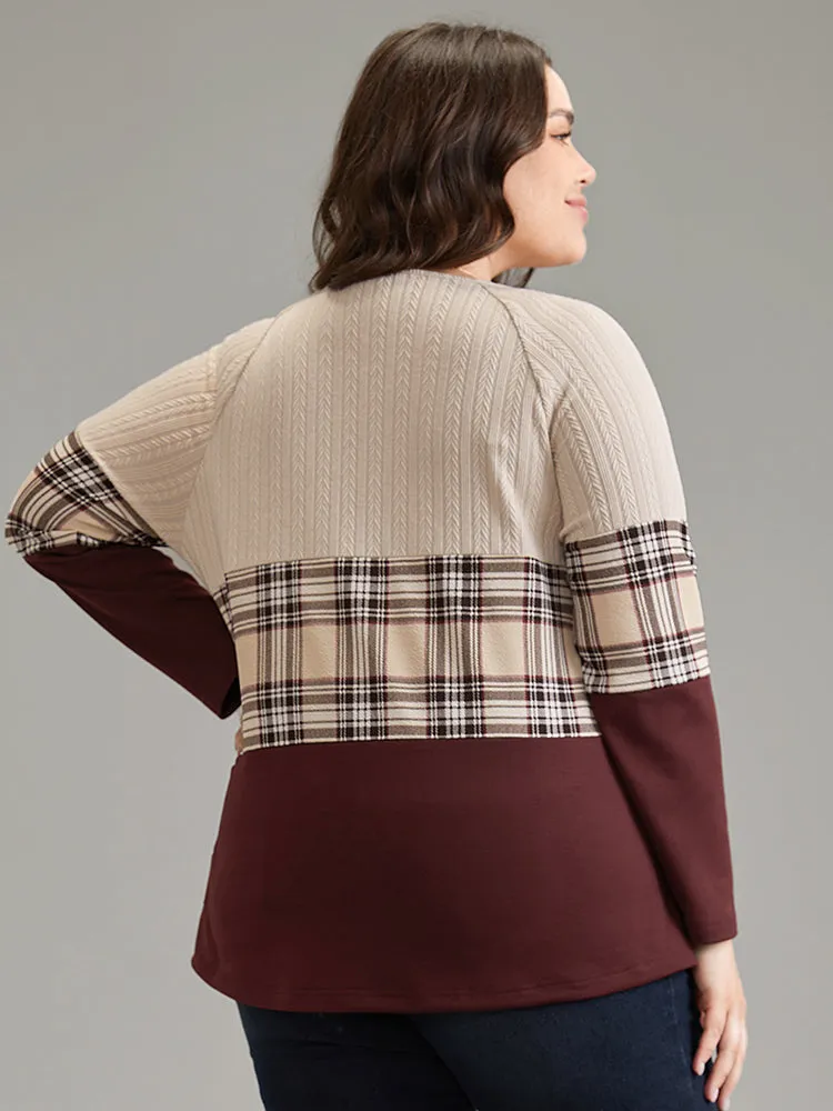 Colorblock Contrast Button Detail Plaid Sweatshirt sold by Bloomchic product image thumbnail 2