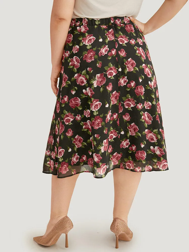 Floral Print Mesh Elastic Waist Skirt sold by Bloomchic product image thumbnail 5