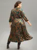 Velvet Floral Print Notched Lantern Sleeve Dress sold by Bloomchic
