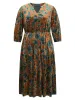 Velvet Floral Print Notched Lantern Sleeve Dress sold by Bloomchic