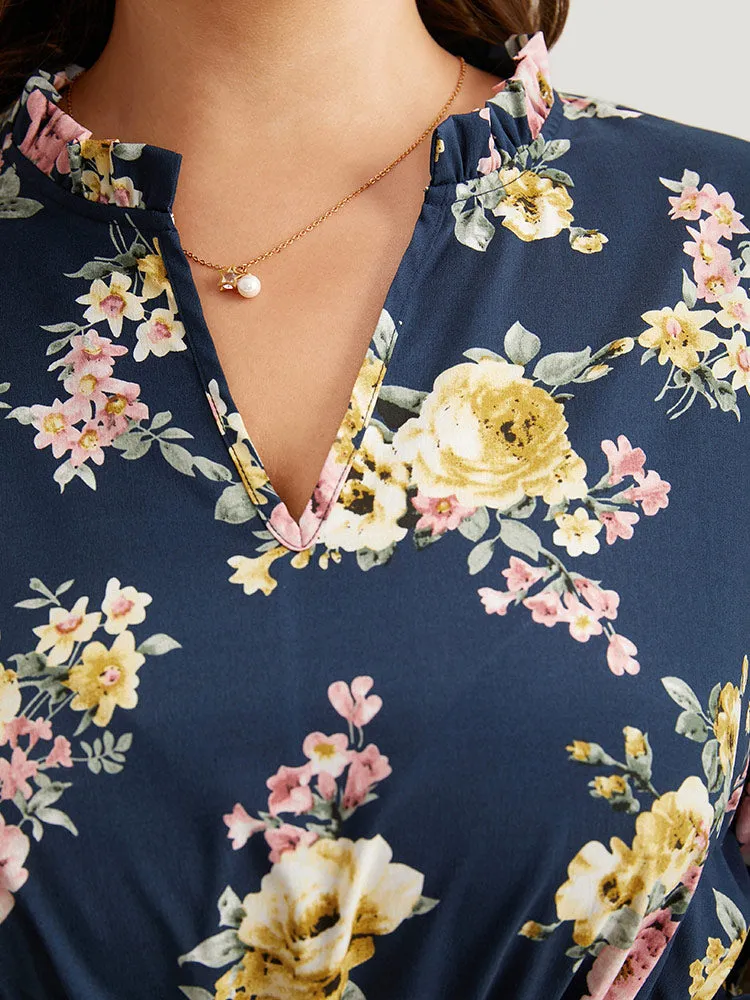 Floral Print Frill Trim Belted Pocket Dress sold by Bloomchic product image thumbnail 5