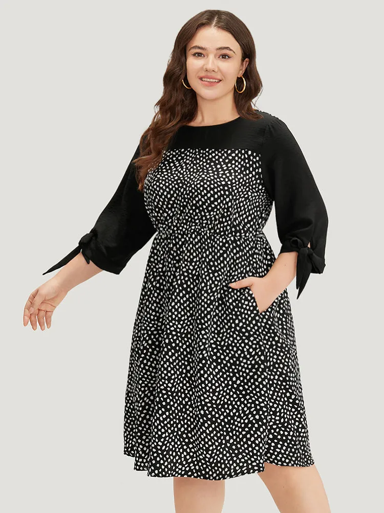 Geometric Graphic Patchwork Knot Cuffs Dress sold by Bloomchic product image thumbnail 3