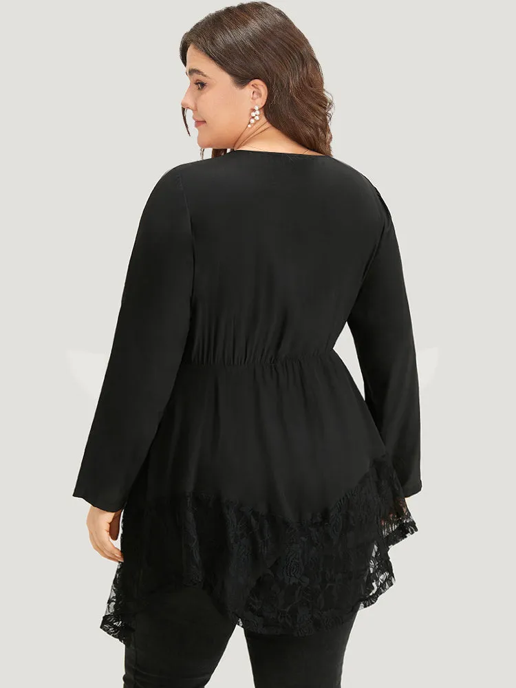 Halloween Plain Lace Asymmetrical Hem Blouse sold by Bloomchic product image thumbnail 5