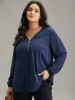 Static-Free Plain Zipper Elastic Cuffs Blouse sold by Bloomchic