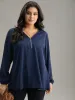Static-Free Plain Zipper Elastic Cuffs Blouse sold by Bloomchic
