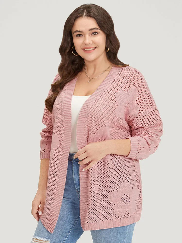 Floral Graphic Eyelet Open Front Cardigan sold by Bloomchic product image thumbnail 3