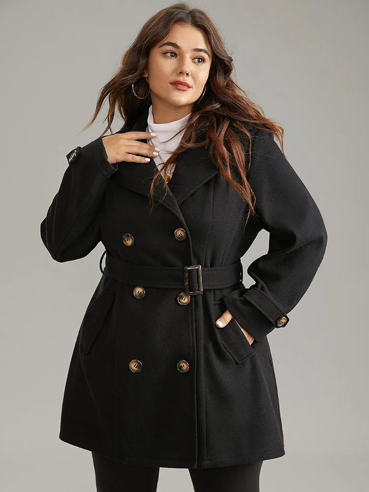 Lapel Neck Double Breasted Belted Trench Coat sold by Bloomchic
