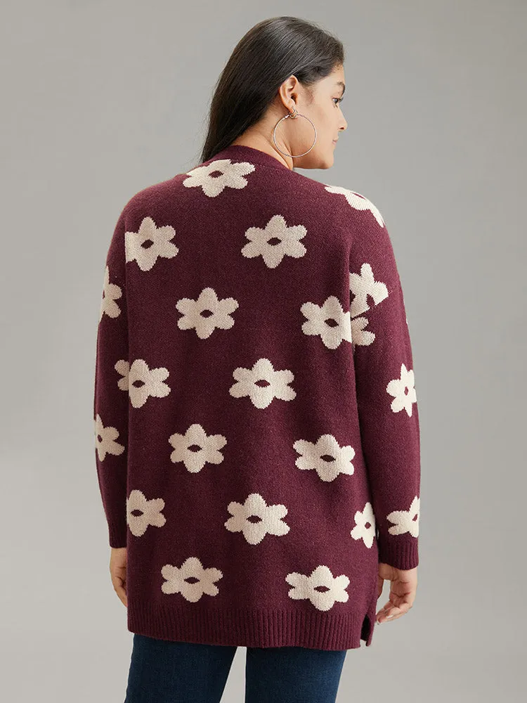 Floral Two Tone Open Front Cardigan sold by Bloomchic product image thumbnail 2