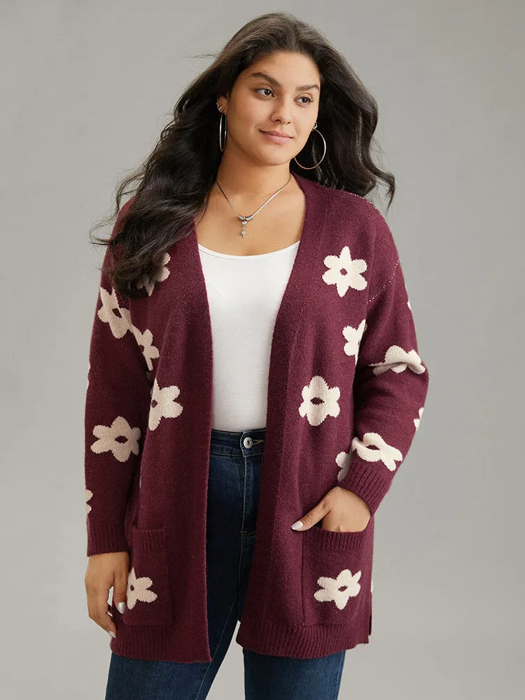 Floral Two Tone Open Front Cardigan sold by Bloomchic