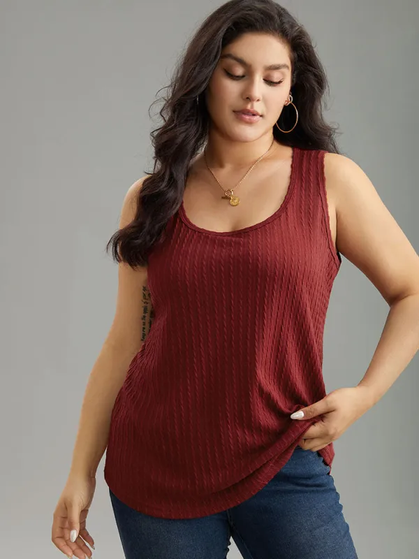 Plain Texture Square Neck Tank Top sold by Bloomchic
