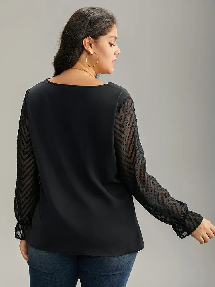 Patchwork Mesh Texture Cowl Neck Blouse sold by Bloomchic product image thumbnail 2