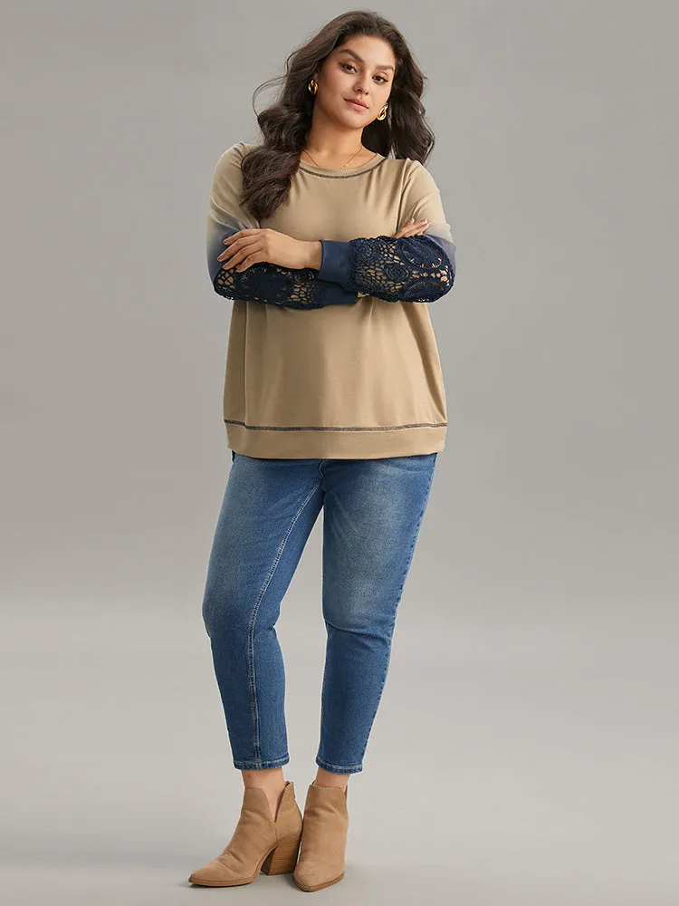 Tie Dye Contrast Lace Panel Sweatshirt sold by Bloomchic product image thumbnail 3