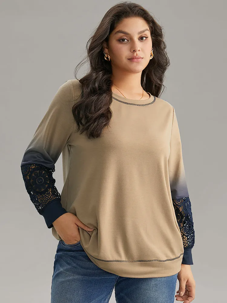 Tie Dye Contrast Lace Panel Sweatshirt sold by Bloomchic