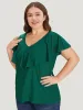 Plain Textured Ruffle Trim Cap Sleeve T-shirt sold by Bloomchic