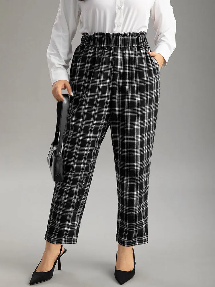 Plaid Paperbag Waist Pocket Pants sold by Bloomchic
