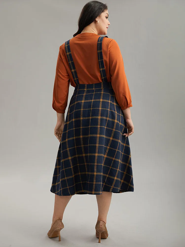 Plaid Button Detail Pocket Suspender Skirt sold by Bloomchic product image thumbnail 2