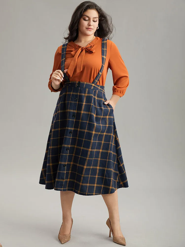 Plaid Button Detail Pocket Suspender Skirt sold by Bloomchic product image thumbnail 4