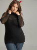 Halloween Plain Mesh Mock Neck Skinny T-shirt sold by Bloomchic