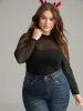 Halloween Plain Mesh Mock Neck Skinny T-shirt sold by Bloomchic
