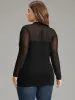 Halloween Plain Mesh Mock Neck Skinny T-shirt sold by Bloomchic