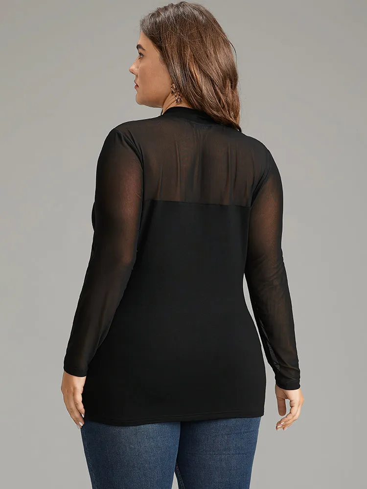 Halloween Plain Mesh Mock Neck Skinny T-shirt sold by Bloomchic product image thumbnail 2