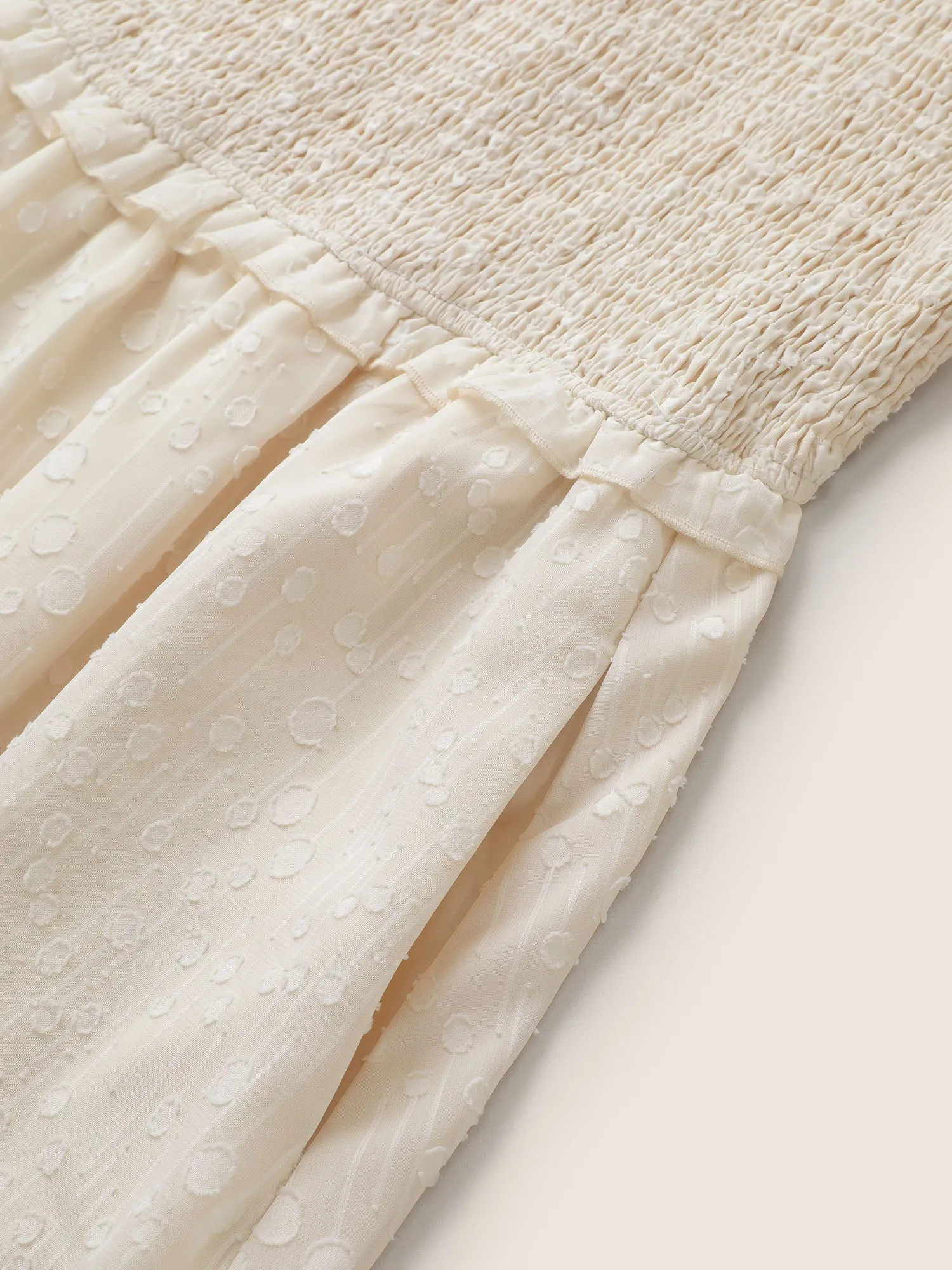 Chiffon Shirred Mesh Frill Trim Pocket Dress sold by Bloomchic product image thumbnail 5