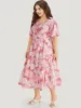 Floral Print Pocket V Neck Patchwork Dress sold by Bloomchic