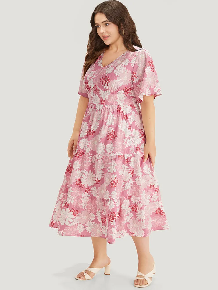 Floral Print Pocket V Neck Patchwork Dress sold by Bloomchic product image thumbnail 2