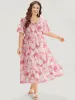 Floral Print Pocket V Neck Patchwork Dress sold by Bloomchic
