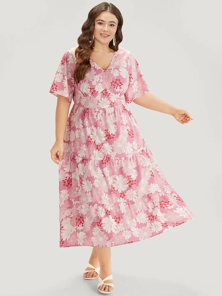 Floral Print Pocket V Neck Patchwork Dress sold by Bloomchic product image thumbnail 5