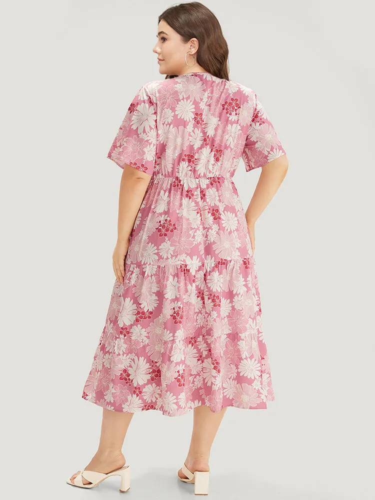 Floral Print Pocket V Neck Patchwork Dress sold by Bloomchic product image thumbnail 3