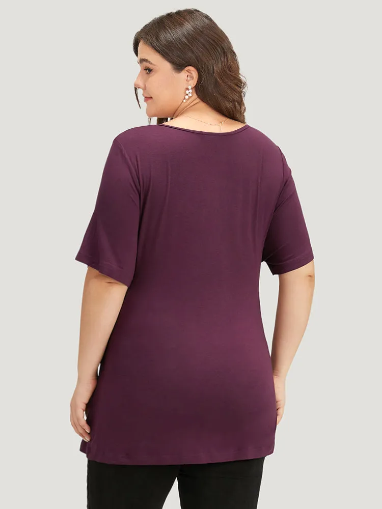 Halloween Plain V Neck Ties Gathered Hem T-shirt sold by Bloomchic product image thumbnail 3