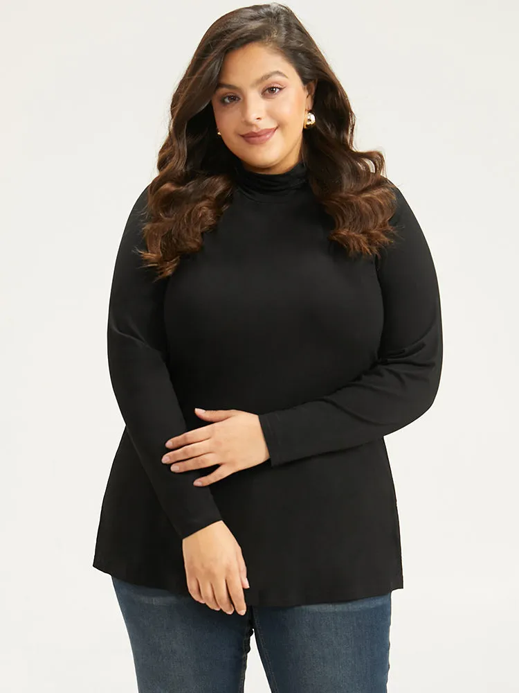 Cotton Solid Funnel Neck T-shirt sold by Bloomchic product image thumbnail 4